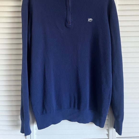 Southern Tide Club quarter zip pullover navy & white men’s medium - Picture 4 of 8